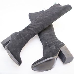 over the knee black suede boots size 7M